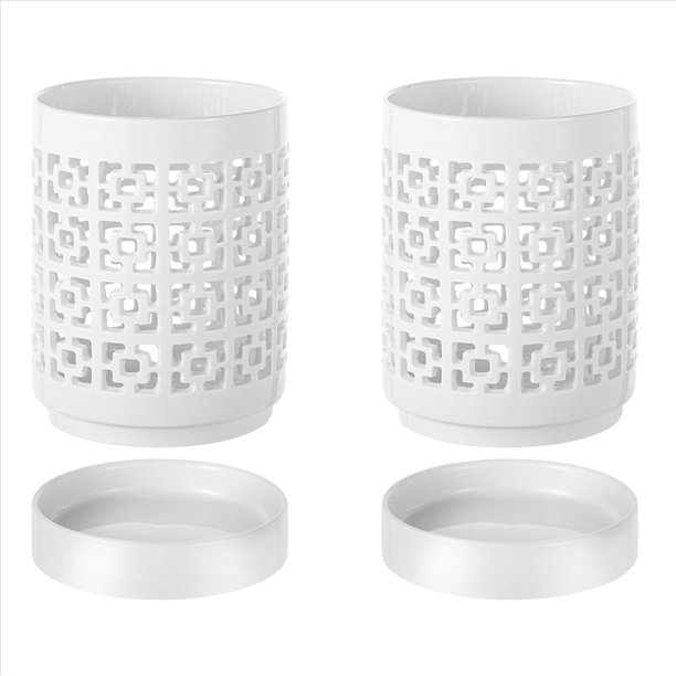 2X Maceta de Orquídea con Agujeros, Macetas de Cerámica para Plantas de Exterior e Interior, Macetas para Trasplantar con Drenaje y Platillo de 4 Pulgadas