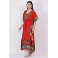 thumbnail image 3 of Women's Red African Long Kaftan Maxi Tunic Caftan Gown Top Night Dress One Size, 3 of 5