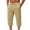 Khaki, variant on BRGZLK Capri Pants For Men'S Cropped Pants Fashionable Solid Color Straight Leg Elastic Waist Drawstring Baggy Casual Beach Dress Trousers with Pockets