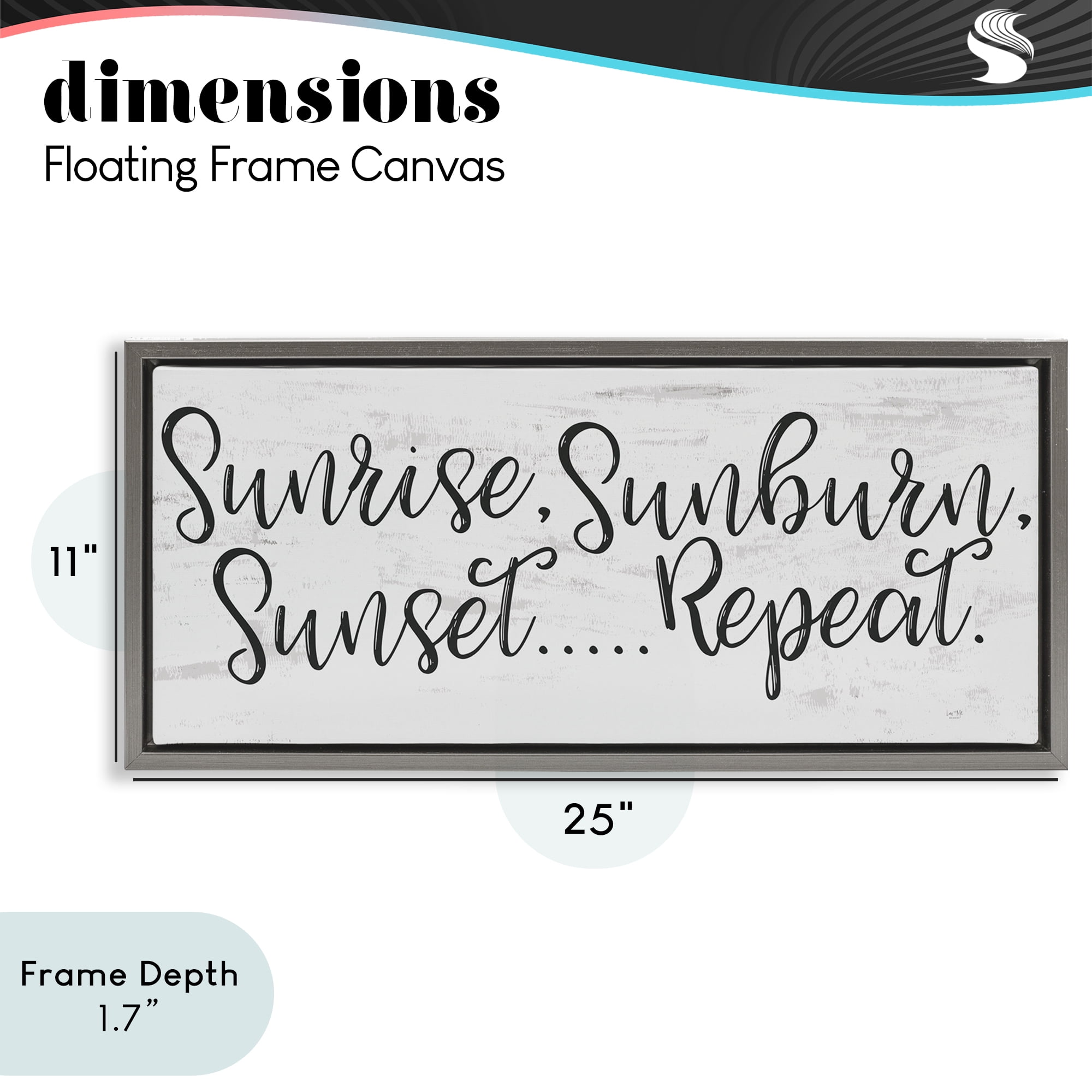 Stupell Industries Sunrise Sunburn Sunset Repeat Gray Framed Floater Canvas Wall Art, design by Lux + Me Designs