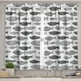 thumbnail image 2 of Ambesonne Fish Valance & Curtain, Sea Animals Black White, 55"x36", Black White, 2 of 6