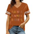 thumbnail image 1 of T-shirt Graphique d'Halloween pour Femme à Manches Longues, Col Rond Décontracté, Haut Tee d'Automne pour Tenue de Fête de Saison, 1 of 3