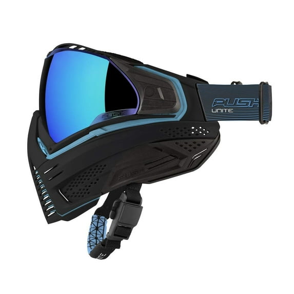 Push Unite Paintball Goggles MASK with Quad PANE Lens and CASE Blue