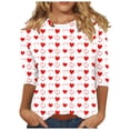 thumbnail image 1 of WRKEKC Chemises à Manches Longues pour Femmes, Hauts à Manches Longues pour Femmes, T-Shirts Tendance Imprimés de la Saint-Valentin pour Femmes, Col Rond Décontracté, Manches 3/4, T-Shirt Ample, Blouses pour Dames, 1 of 6