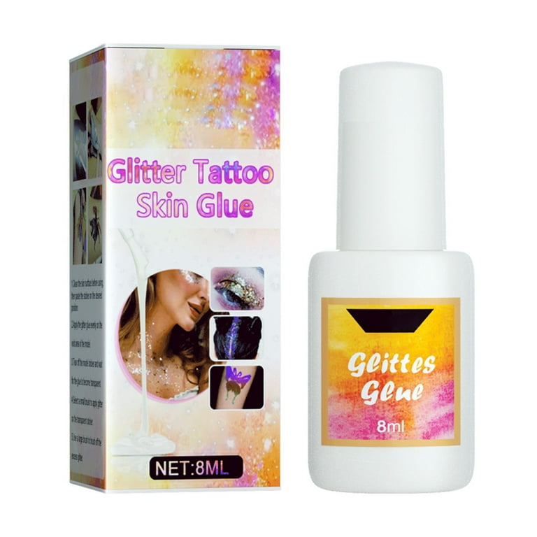 Lingouzi 8 Ml Skin Glue For Glitter Tattoos Glitter Glue Brush Bottle,  Water Soluble Glitter Adhesive, Ideal For , Carnival, Theme Party 