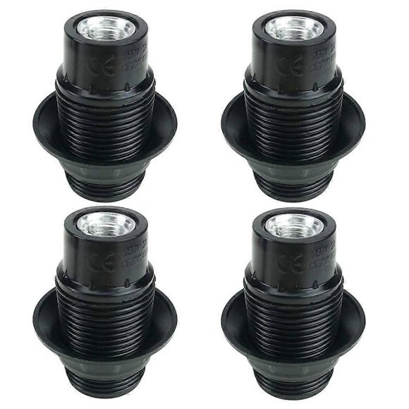 Black E14 Bulb Holder, 4 Pieces E14 Socket, E14 Socket Bulb, Solid Bulb Socket, Black Socket Adapter