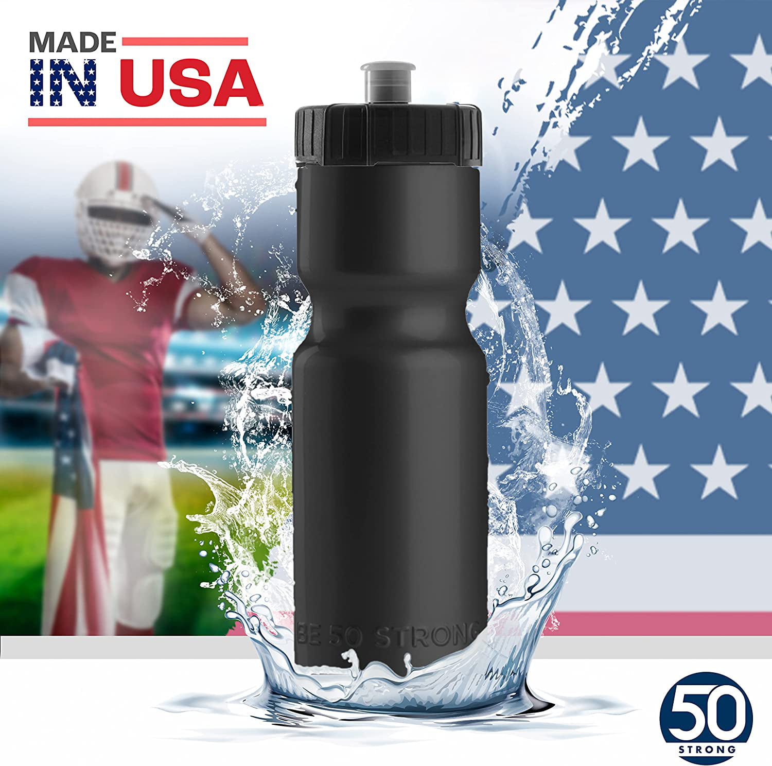 50 Strong Sports Water Bottle | Reusable Squeeze Water Bottles | 22 oz.  BPA-Free Plastic Bottles wit…See more 50 Strong Sports Water Bottle |  Reusable