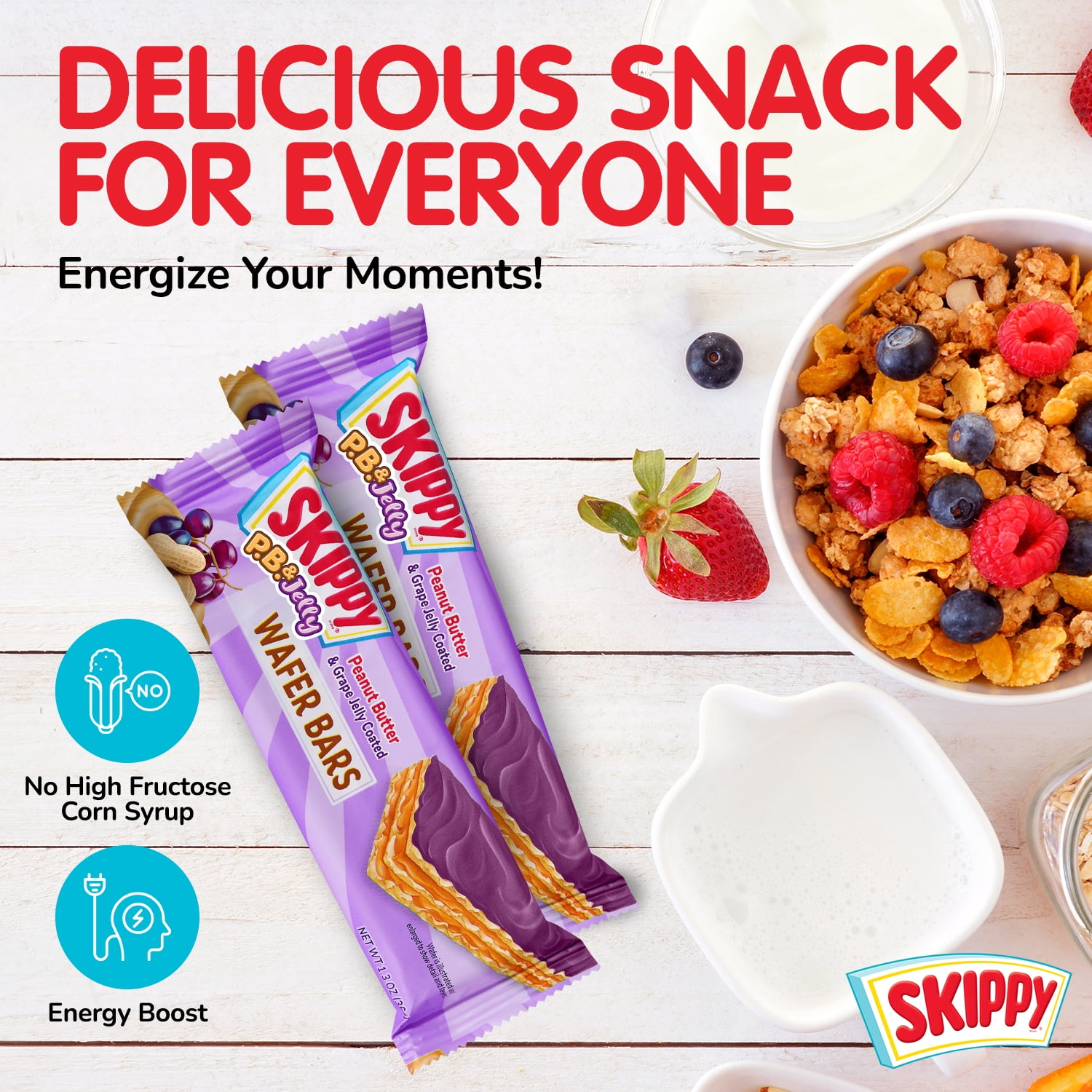 SKIPPY P.B. & Jelly Peanut Butter And Grape Jelly Coated Wafer Bars 6 Ct (Pack of 6-36ct)