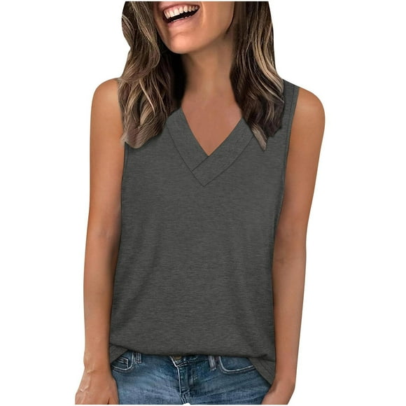 Sleeveless Shirt Tops for Women Casual Summer Womens Tops Sleeveless Womens Summer Tank Tops Tank Tops for Women 2025 Womens Summer Fashion Clearance Gray
