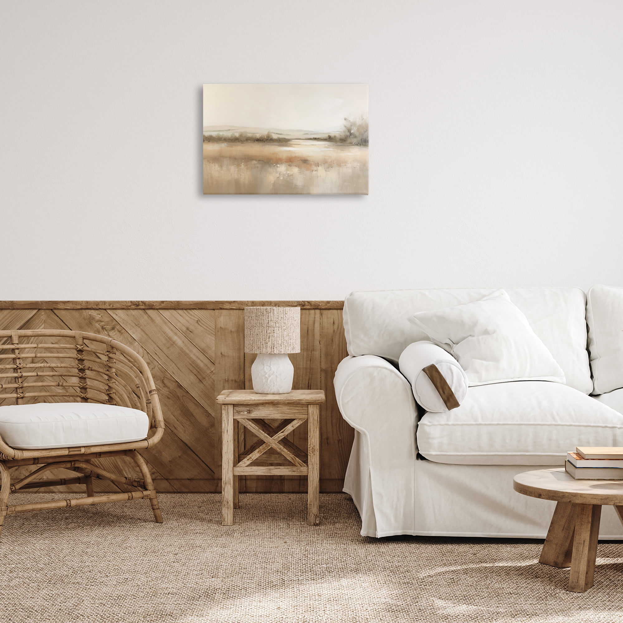 Stupell Industries Reflective Beige Countryside Landscape & Nature Painting Wrapped Canvas Art Print Wall Art, 24 x 16