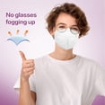 thumbnail image 3 of Mascarilla facial KN95, respirador desechable Miuphro, paquete de 50 unidades, color blanco, 3 of 5