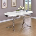 thumbnail image 2 of Retro Oval 60-inch Wood Top Dining Table White and Chrome, 2 of 5
