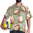thumbnail image 4 of Baseball Men's Casual Printed Button Down Short Sleeve Poplin Hawaiian Beach Shirt with Spread Collar Tops, 4 of 6
