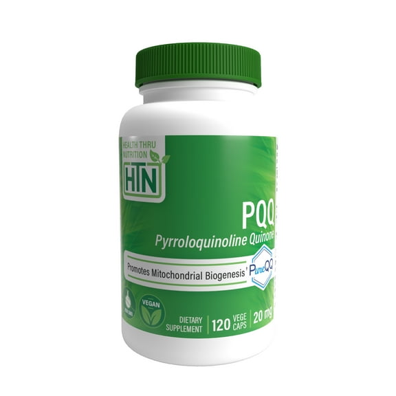 PQQ 20mg 120 Servings Pyrroloquinoline Quinone as PureQQ | Promotes Mitochondrial Biogenesis | Certified Vegan | Non-GMO Gluten Soy Free Capsules | Clean Label PQQ Supplement by Health Thru Nutrition