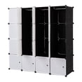 thumbnail image 6 of Ktaxon Portable Wardrobe Closets,16-Cube 14"x 18" DIY Clothes Storage Organizer Shelf with Door & 3 Hanging Rods, Black, 6 of 7