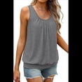 thumbnail image 2 of Camiseta de Tirantes Holgada de Verano para Mujer, Plisada, con Cuello Redondo, Informal, Sin Mangas, Gris, Talla XL, 2 of 8