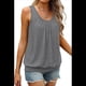 thumbnail image 2 of Camiseta de Tirantes Plisada de Verano para Mujer, Informal, Sin Mangas, con Cuello Redondo, Corte Holgado, Gris, Talla M, 2 of 8