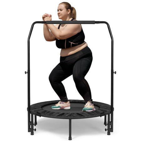 Naipo 40  Fitness Trampoline with Bungees Quiet Exercise Mini Rebounder 450lbs Adjustable Handle for Kids Adults Indoor/Garden Workout