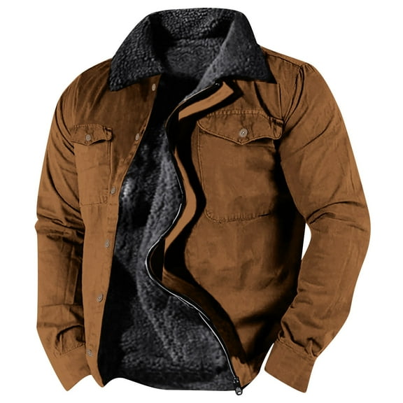 Mens Winter Jackets Thick Thermal Lined Jackets Vintage Heavyweight Jacket Coat Outwear with Multi Pocket Relaxed Fit Mens Jackets Casual