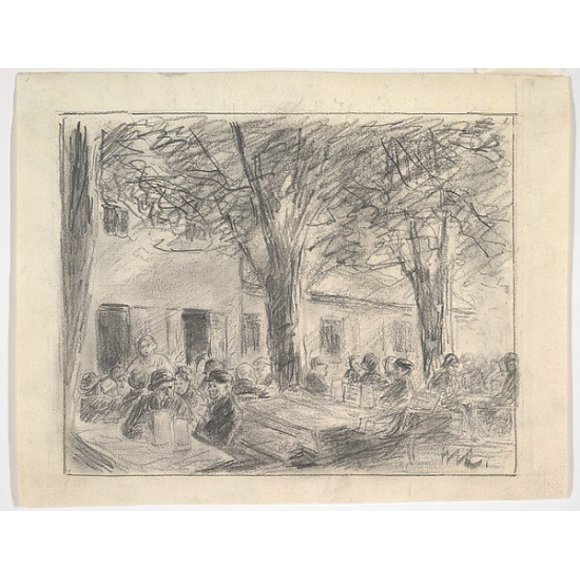 Im Biergarten des Hofbraukellers in Rosenheim Poster Print by Max Liebermann (German, Berlin 1847�1935 Berlin) (18 x 24)