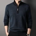 thumbnail image 2 of Suéter de lana de invierno para hombre, nueva camisa de punto con cremallera gruesa de lana pura, jersey para hombre de mediana edad, cuello alto medio, 2 of 5