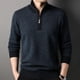 thumbnail image 2 of Suéter de lana de invierno para hombre, nueva camisa de punto con cremallera gruesa de lana pura, jersey para hombre de mediana edad, cuello alto medio, 2 of 5