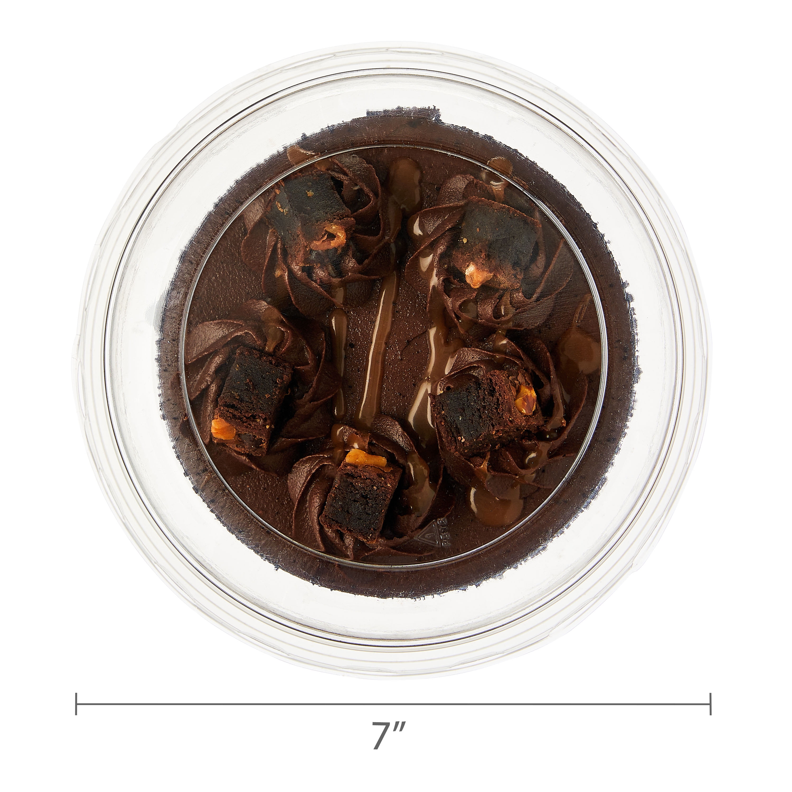 Marketside Triple Layer Chocolate Turtle Brownie Cake, 21 oz, 4.5-Inch Round (Refrigerated)