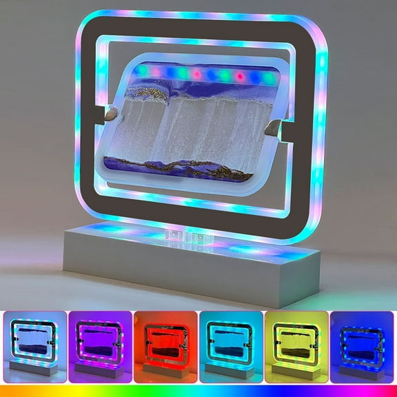 Gnmfd Moving Sand Art RGB Lamp 7 Color Music Lights Smart Desk Lamp 3D Quicksand Rotating Hourglass Decorative LED Lights for Bedroom Office Party Relaxation Home Mood Lighting Fairy Lights Decor