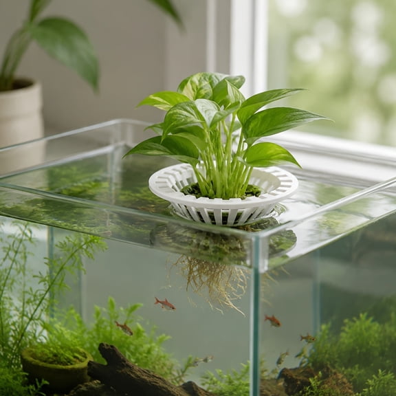 3D Printed Floating Aquarium Plant Holder, Water Hydroponic Planter Basket, Floating Plant Pot, Fish Tank Aquascape Decoration for Water Plants
