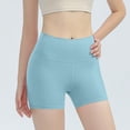 thumbnail image 4 of hlysgo Womens Yoga High Waist Shorts Tummy Control No Front Seam Biker Shorts 4 Inches Running Volleyball Yoga Gym Workouts Short Light Blue,L, 4 of 5