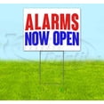 thumbnail image 1 of Alarms Now Open (18" x 24") Yard Sign, Includes Metal Step Stake, 1 of 6