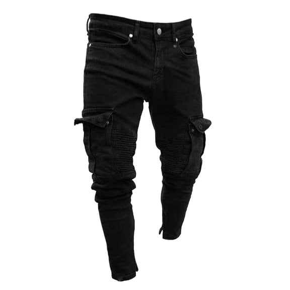 Men's Jeans Men's Distressed Biker Jeans Man's Ripped Slim Fit Denim Pants Trousers Comfort Flex Waist Pants