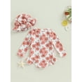 thumbnail image 5 of Musuos Toddler Girls Swimsuit, 6M 9M 12M 24M 3Y Long Sleeve Floral Print Zipped Bikini with Hat Infant Swimwear for Summer Bathing, 5 of 10