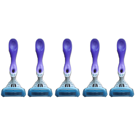 Bulls Silk - Schick Hydro 5 Blades Silk Women Disposables Razors - Lot of 5 - Bulk Packaging