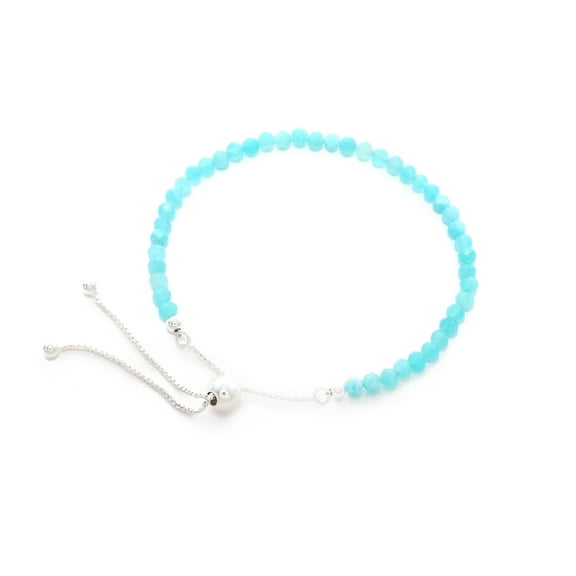 Natural Amazonite Round Shape Bracelets in Sterling Silver for Women, September Birthstone Jewelry for Her Birthday, Wedding Anniversary, Christmas, Mothers Day