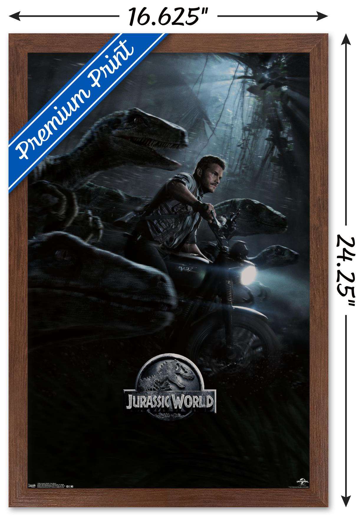 Jurassic World - One Sheet Wall Poster, 14.725" x 22.375", Framed
