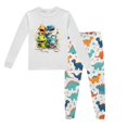 thumbnail image 2 of Pyjamas pour Enfants Garçons Ensemble de Pyjama Imprimé Dinosaure Col Rond Manches Longues Pantalon 2 Pcs Printemps Automne Pyjamas pour Enfants Gris Clair 8 Ans-9 Ans, 2 of 5