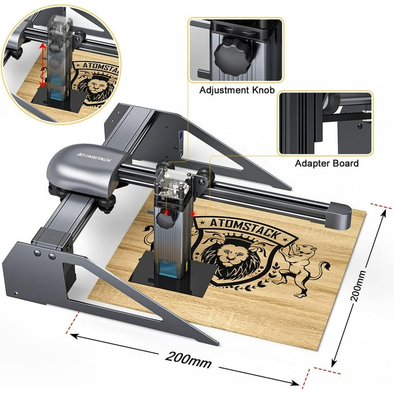 ATOMSTACK P7 Laser Engraver 40W Laser Cutter and Engraver Machine 5.5  WFixed-Focus Eye Protection DIY Engraver Tool for Metal, Wood, Leather,  Vinyl