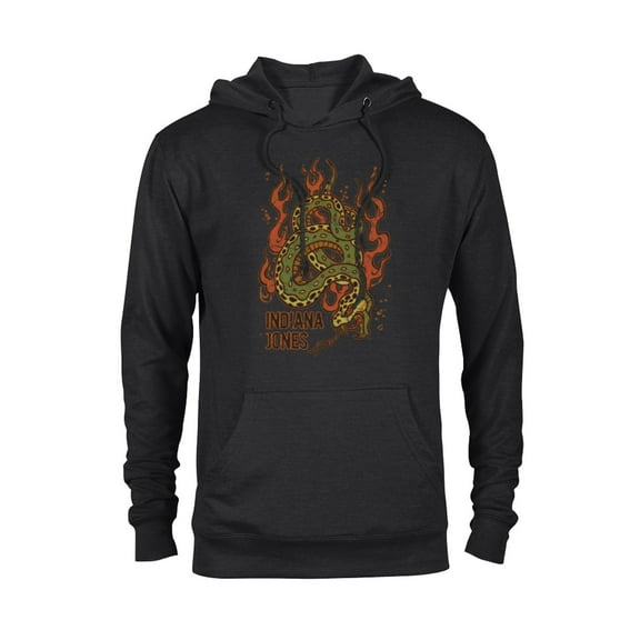 Lucasfilm Indiana Jones Flaming Snake Logo - Pullover Hoodie for Adults - Customized-Black