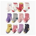 thumbnail image 2 of Caqnni Boys Girls Socks Kids Pink Crew Athletic Socks with Hearts Striped 12 Pairs for Children 4-12 Years Children's Gift All Seasons SOFT & COZY Indoor&Outdoor Wear,1-3 Years, 2 of 3