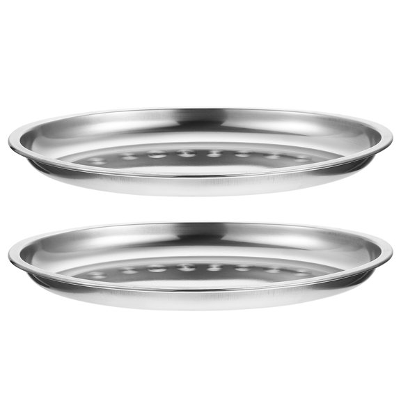 ZEHUANYU 2Pcs Oval Serving Plate Stainless Steel Dish Food Serving Plate Household Snack Plate
