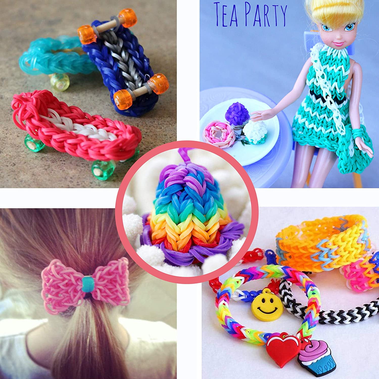 Double Color Rubble Loom Bands Bracelets Girl Gift Elastic Band Weaving  Lacing Bracelet Toy Necklace DIY Jewelry Making Supplies