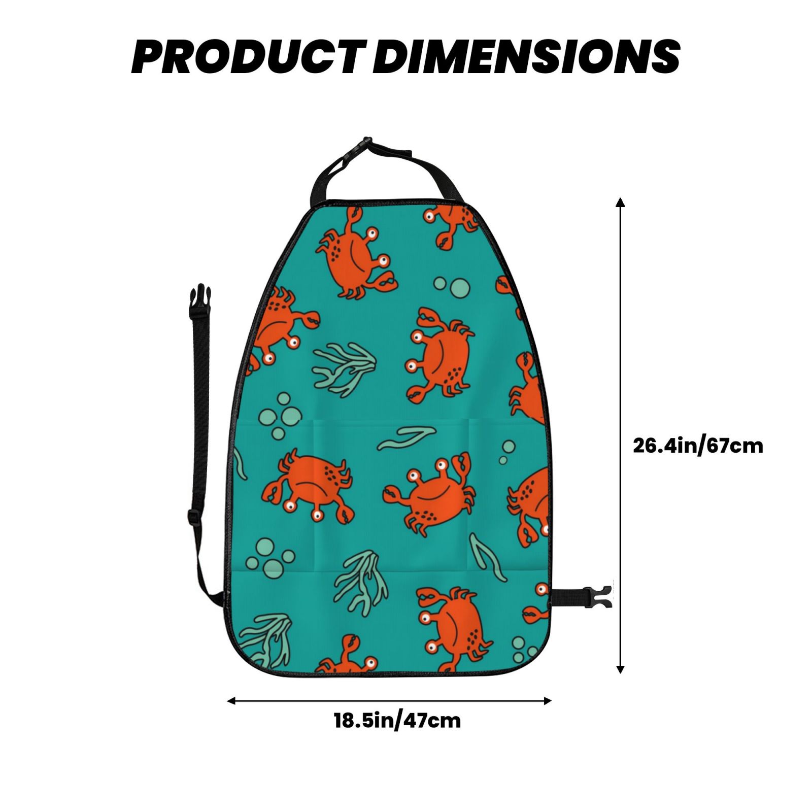 Kdxio Colorful Crab Print 2 Pack Car Kick Mat Seat Cover Back Protector Mat with Pockets for Organizer Backseat Protector and Storage Anti Kick Pad for Vehicles