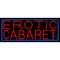 Erotic Cabaret LED Neon Sign 13" Tall x 32" Wide - inches Black Square Cut Acrylic Backing, with Dimmer - Premium built indoor Sign for Strip Club, Dance club, Décor, Bar.