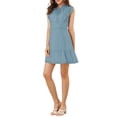 thumbnail image 5 of MODA NOVA Junior's Casual Ruffle Tie Neck Sleeveless Mini A-Line Dress, 5 of 6