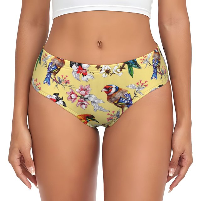 Fotbe Bright Birds Calzones Estampados para Mujer – Ropa Interior de Algodón, Cómoda, Suave y Elástica-Medium