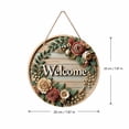 thumbnail image 3 of Welcome Sign for Front Door Hanging Wooden Plaque with Artificial Leaves Round Rustic Wood Farmhouse Wreath Porch for Housewarming Home Front Door Decor, 7.87 Inch Classic Foliage,Retro Style, 3 of 9