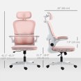 thumbnail image 3 of HOMCOM Ergonomic Office Chair, Mesh Desk Chair with Lumbar Support, Pink, 3 of 10