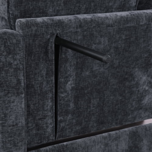 Loveseat Recliner, Double Sofa Bed with Storage Footstool and Irregular Armrests, Corduroy Convertible Bed, Perfect for Living Rooms, Black