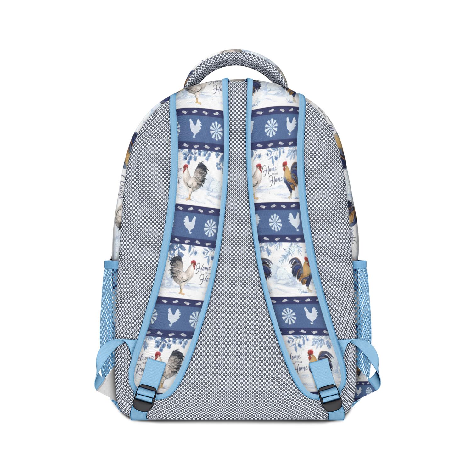 Chicken and Clouds Watercolor Print Bookbag - Lightweight Waterproof Backpack for College Students with Spinal Support